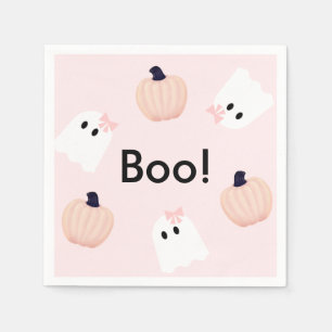 Serviette En Papier Halloween Fille Fantôme et Citrouille mignonne ser