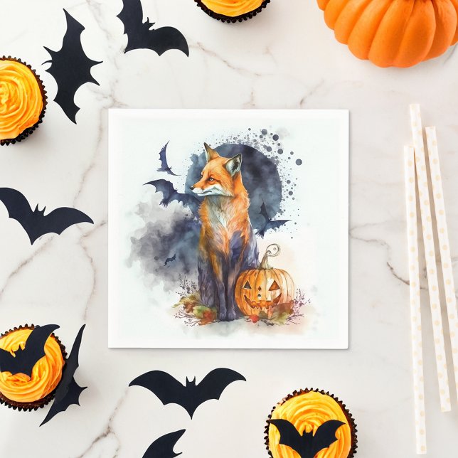 Serviette En Papier Halloween Fox aquarelle (Créateur téléchargé)