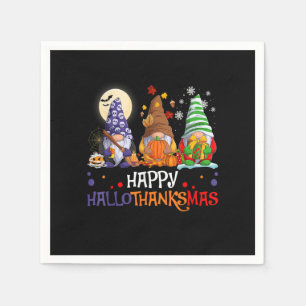 Serviette En Papier Halloween Gnomes Happy BonjourThanksMas Thanksgivi