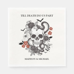 Serviette En Papier Halloween gothique Mariage Noir Et Bourgogne