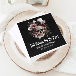 Serviette En Papier Halloween gothique noir Fête des mariées crâne flo