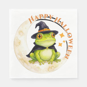 Serviette En Papier Halloween Grenouille Crapaud Sorcière Mignonne