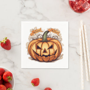 Serviette En Papier Halloween : Gros citrouille - 
