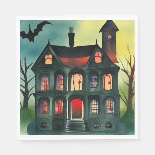 Serviette En Papier Halloween Haunted House Party Napkins (Devant)