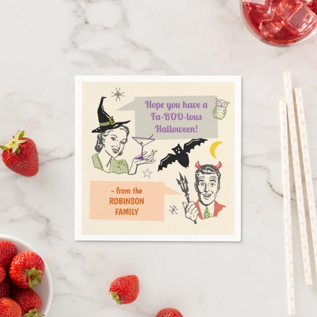 Serviette En Papier Halloween Humour rétro Faboolous Personnalisé (En situation)