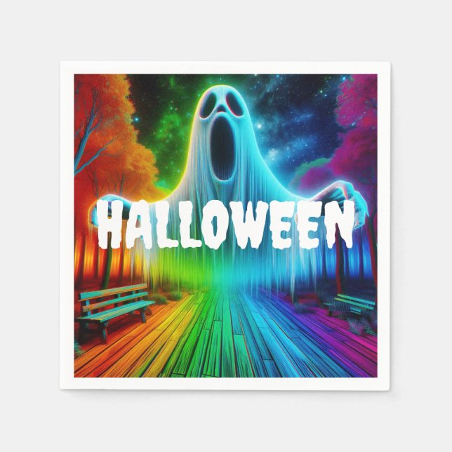 Serviette En Papier Halloween hurler sur le fantôme (Devant)