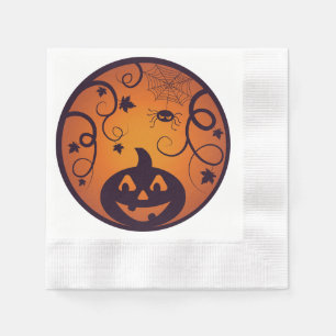 Serviette En Papier Halloween Jack-o'-lantern citrouille visage et ara