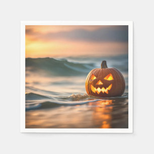 Serviette En Papier Halloween Jack-o-Lantern Sur La Mer