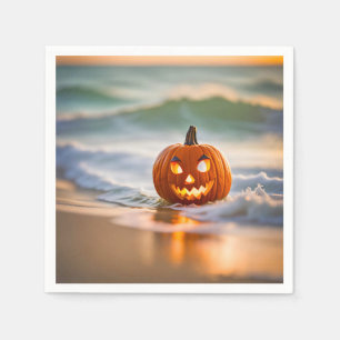 Serviette En Papier Halloween Jack-o-Lantern Sur La Plage