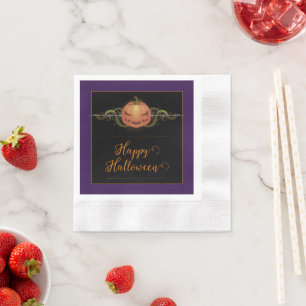 Serviette En Papier Halloween Jack-o-lanterne effrayant Violet