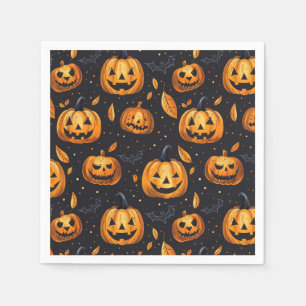 Serviette En Papier Halloween Jack-O-Lanterns et chauves-souris