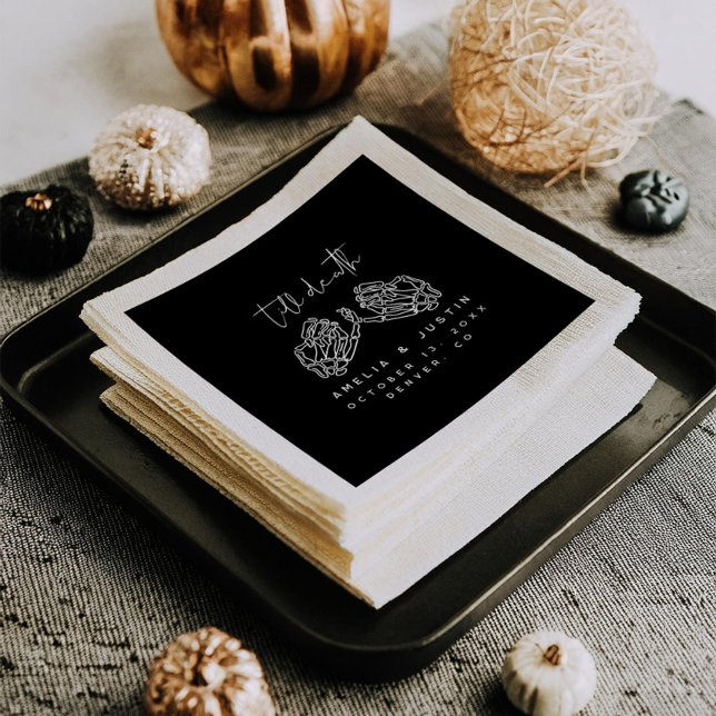 Serviette En Papier Halloween Mariage gothique Squelette Mains de coeu (Créateur téléchargé)