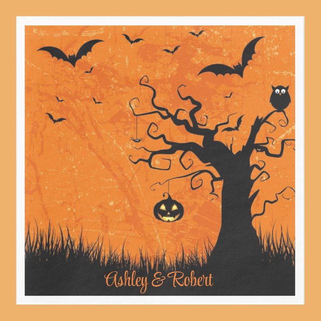 Serviette En Papier Halloween Mariage Personnaliser les noms arbre Éff (Créateur téléchargé)