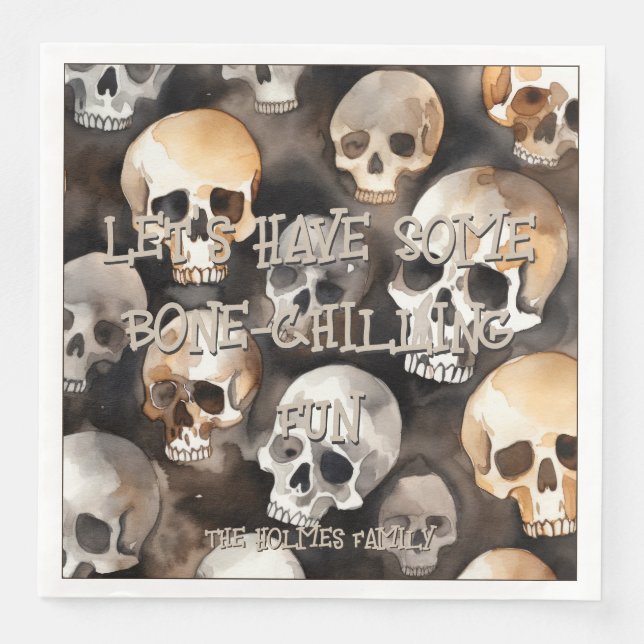 Serviette En Papier Halloween Monogramme d'Halloween pour les crânes d (Devant)