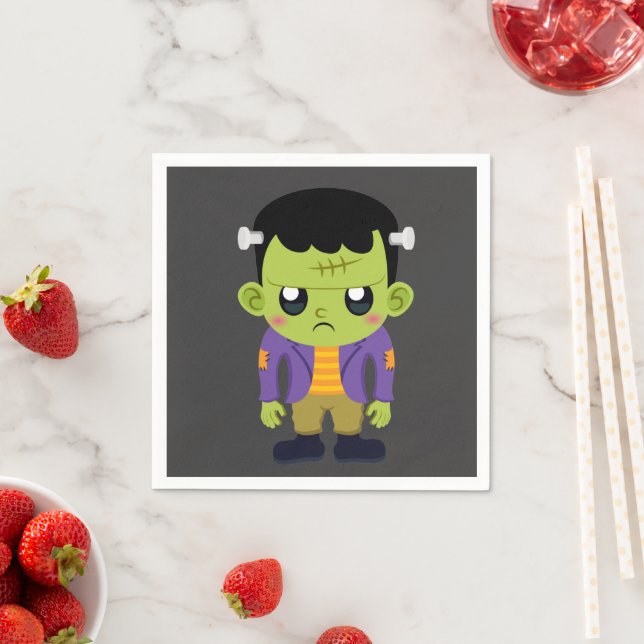 Serviette En Papier Halloween monstre Frankenstein Green (En situation)