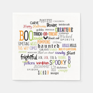 Serviette En Papier Halloween Mots Typographie Amusants