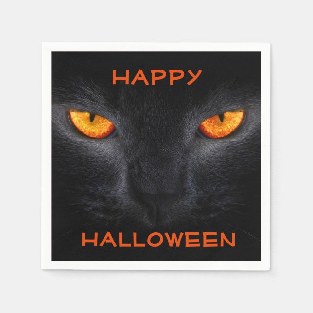Serviette En Papier Halloween Napkin/Chat noir (Devant)