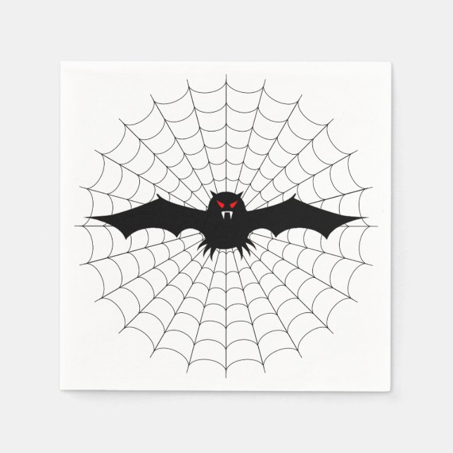 Serviette En Papier Halloween Napkin/Spider Web et Bat (Devant)