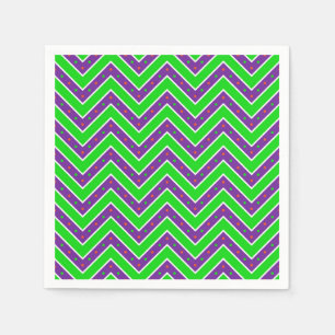 Serviette En Papier Halloween Napkin/Vert et Purple Chevron