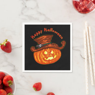 Serviette En Papier Halloween Neon Glow Look Citrouille Party