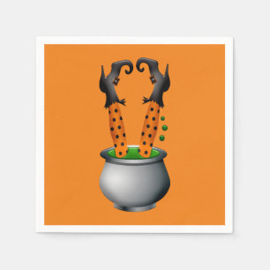 Serviette En Papier Halloween orange mignonne drôle sorcière