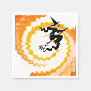 Serviette En Papier Halloween orange volant sorcière magique sort drôl