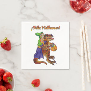 Serviette En Papier Halloween Party Dinosaur serviettes Feliz Hallowee