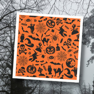 Serviette En Papier Halloween Party Happy Halloween orange noir fun