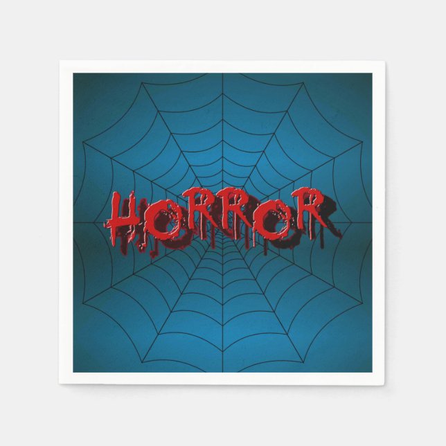 Serviette En Papier Halloween Party Red Horror Spider Web Blue Effraye (Devant)