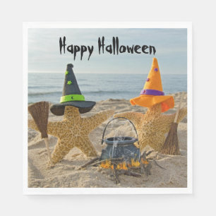 Serviette En Papier Halloween Plage Étoiles de Mer Sorcières