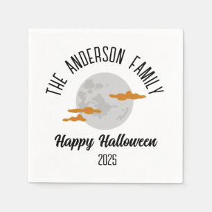 Serviette En Papier Halloween Pleine lune brillante Nom personnalisé