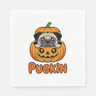 Serviette En Papier Halloween Pugkin, chien Citrouille Carlin