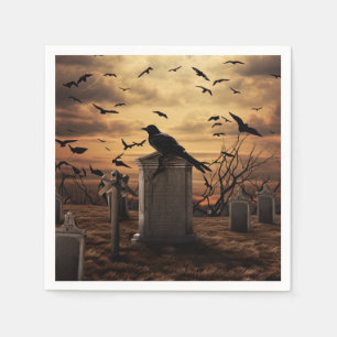 Serviette En Papier Halloween Raven cimetière cimetière gothique