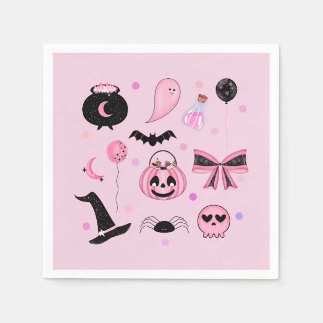 Serviette En Papier Halloween rose (Devant)