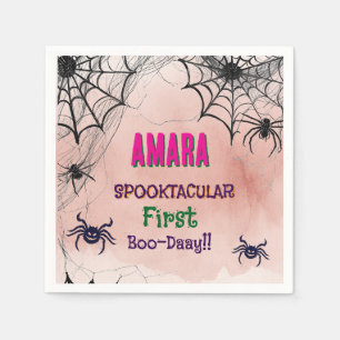 Serviette En Papier Halloween Rose et araignées Anniversaire Halloween