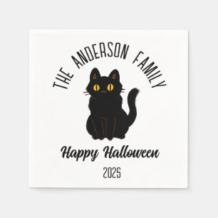 Serviette En Papier Halloween Scary Black Cat Nom personnalisé