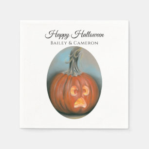 Serviette En Papier Halloween Screaming Jack O Lantern Pumpkin Pastel