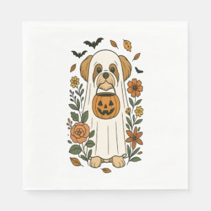 Serviette En Papier Halloween Shih Tzu avec des fleurs d'automne