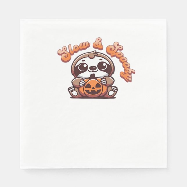 Serviette En Papier Halloween Sloth Lent et Éffrayant mignonne Citroui (Devant)