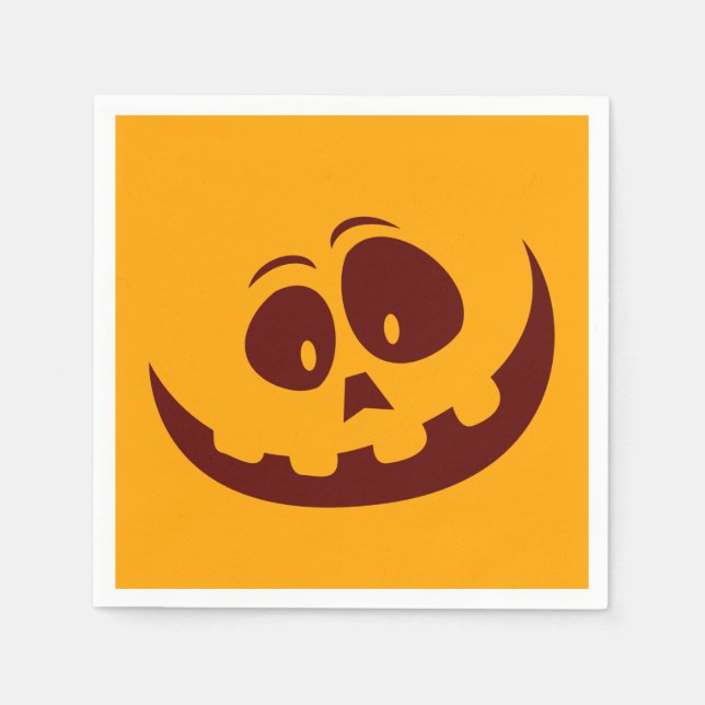 Serviette En Papier Halloween Smiley Face orange et Brown (Devant)