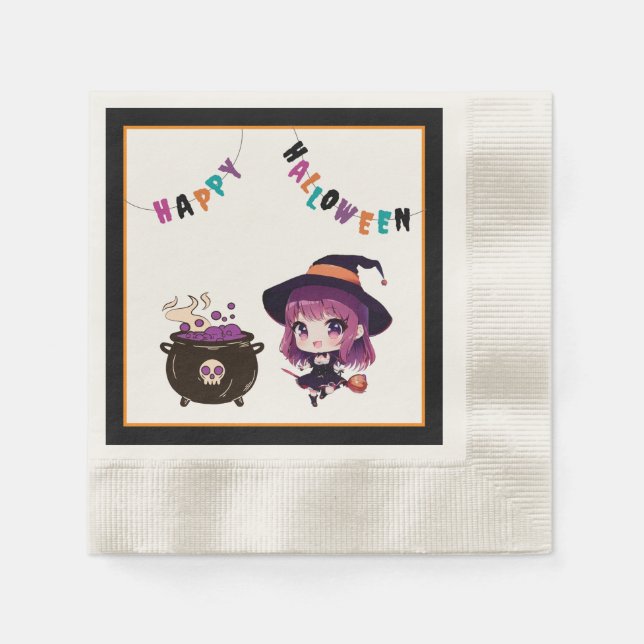 Serviette En Papier Halloween/sorcière/automne/octobre (Devant)