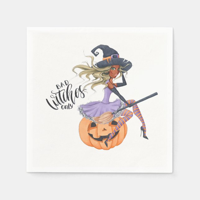 Serviette En Papier Halloween sorcière violette (Devant)