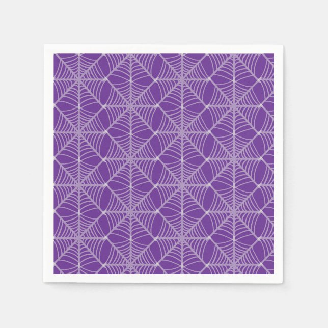 Serviette En Papier Halloween Spider Webs en violet et blanc (Devant)