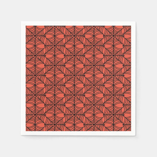 Serviette En Papier Halloween Spider Webs sur Orange (Devant)