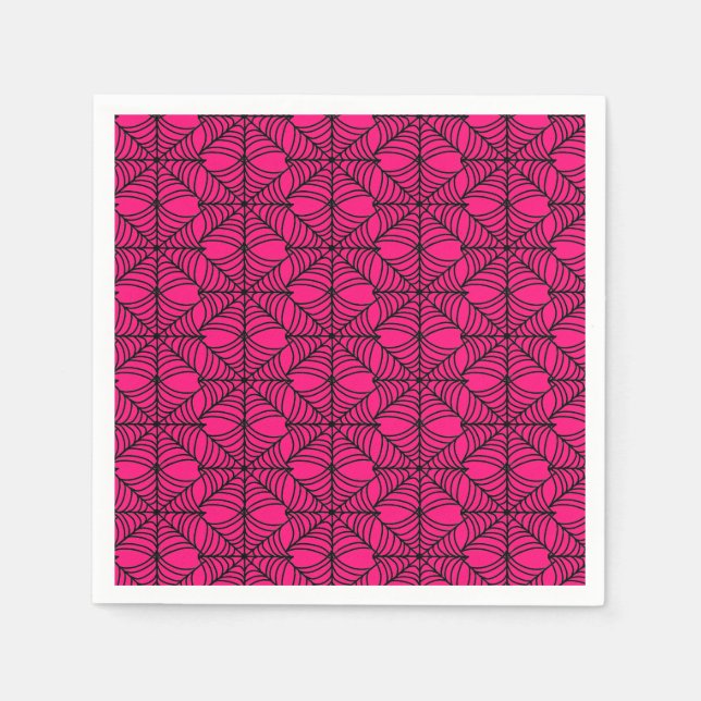 Serviette En Papier Halloween Spider Webs sur rose (Devant)