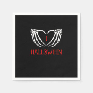 Serviette En Papier Halloween Squelette Mains Formant Coeur Gothique