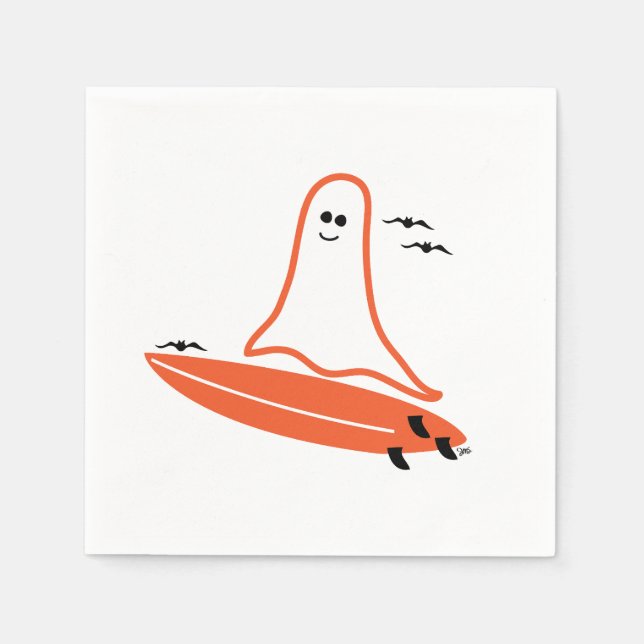Serviette En Papier Halloween Surfer Ghost noir (Devant)
