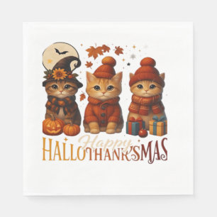 Serviette En Papier Halloween Thanksgiving Noël Heureux HalloThanks