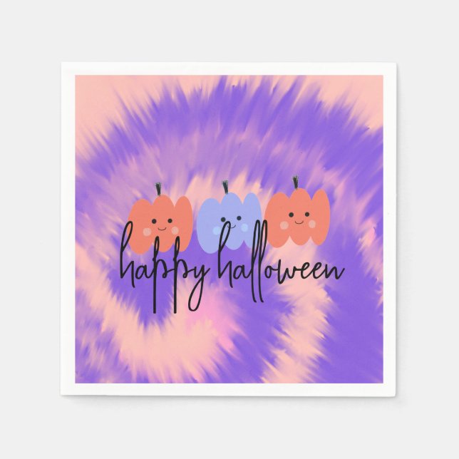 Serviette En Papier Halloween Tie Dye Citrouille main tirée (Devant)