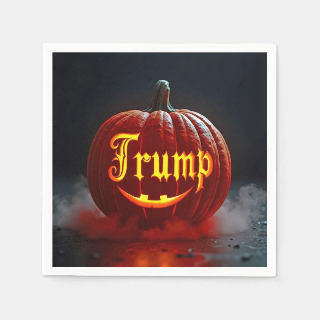 Serviette En Papier Halloween Trump Jack-o-lanterne dans le brouillard (Devant)
